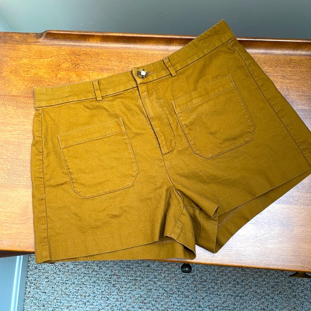 Madewell cotton linen shirts Women’s size 8 ochre/mustard/brown.